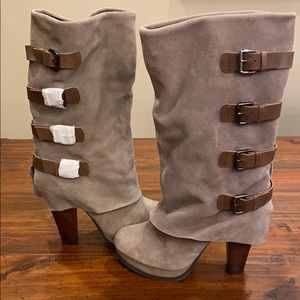 NWT Sand Suede Boots with buckles.